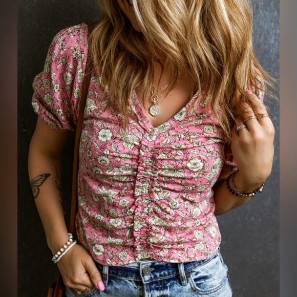 Floral Pink Short Sleeve Tee - Picture 2 of 16